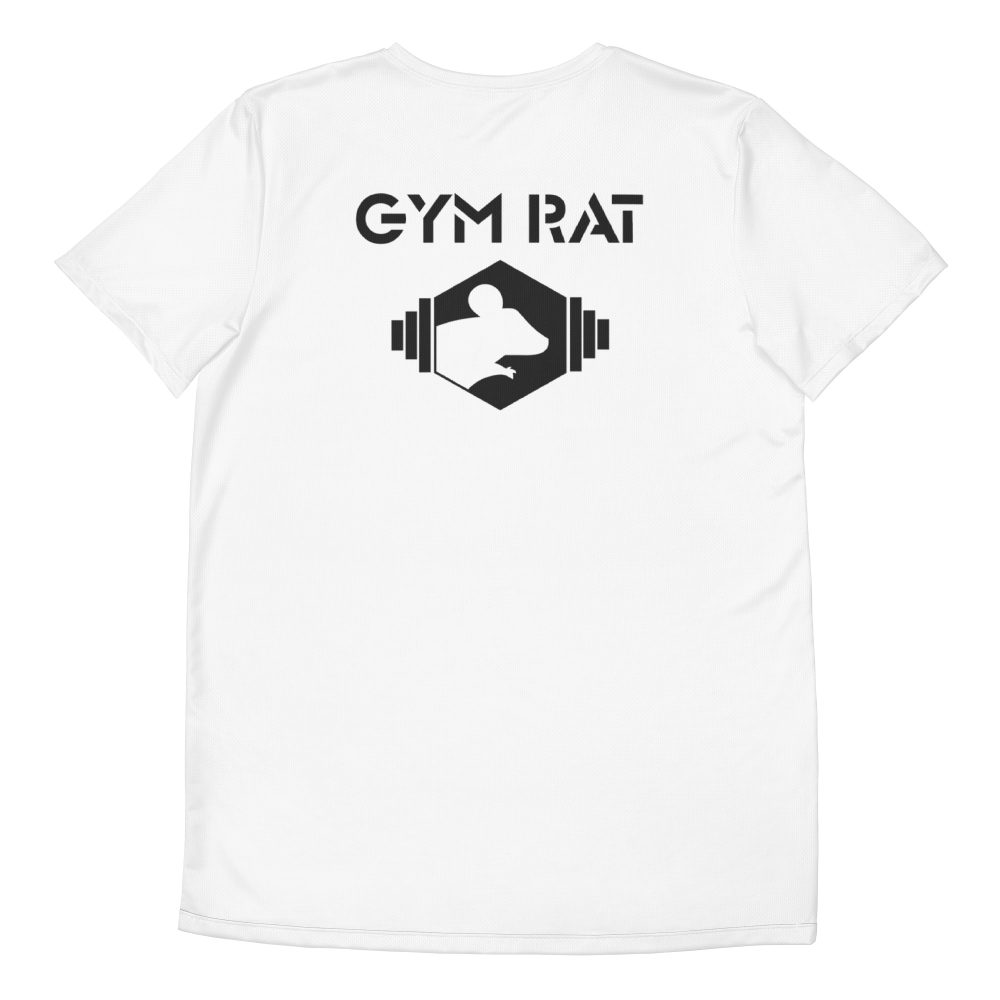 Gym Rat Athletic Mesh Tee – White with Black Logo - Image 2