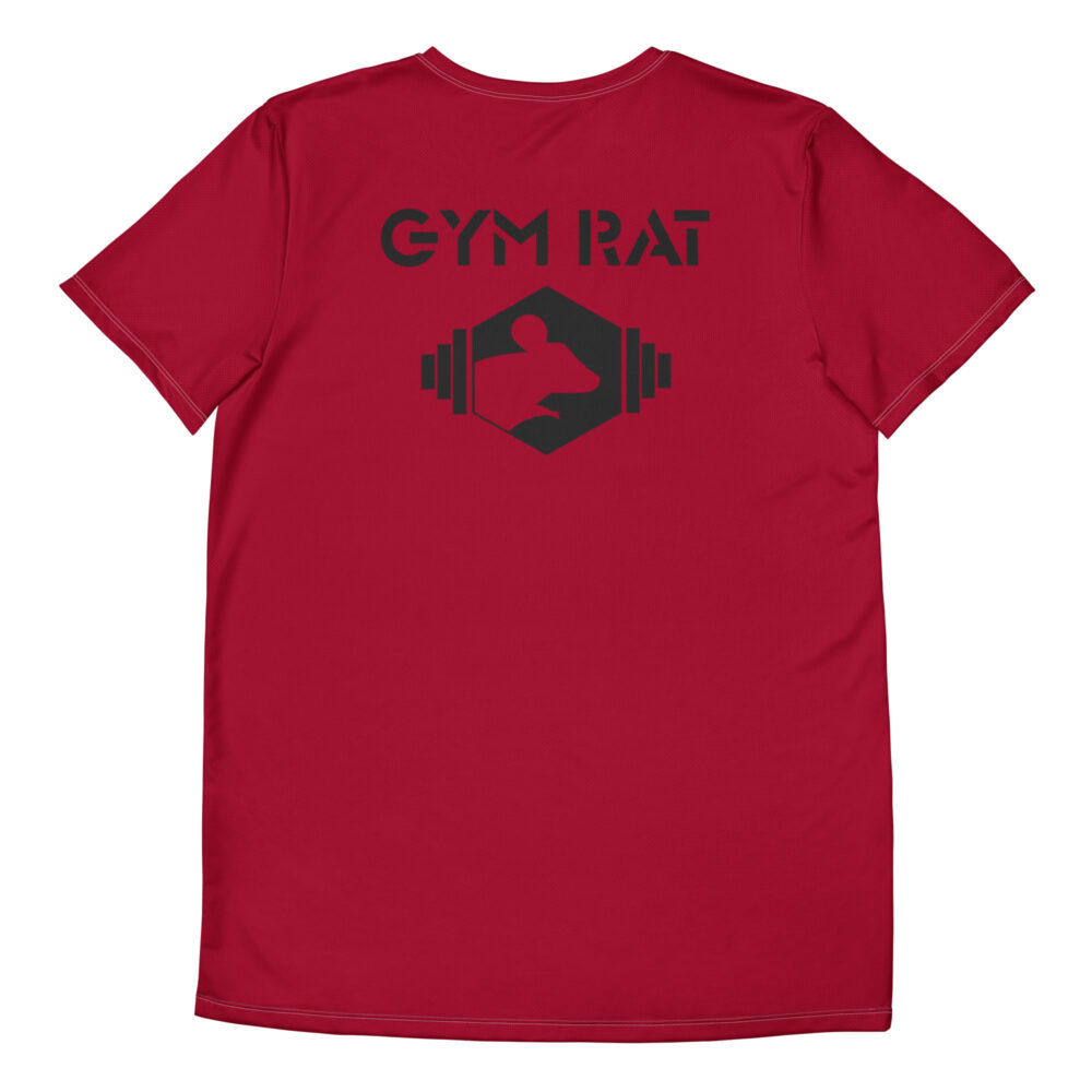 Gym Rat® Athletic Mesh Tee – Carmine & Black - Image 2