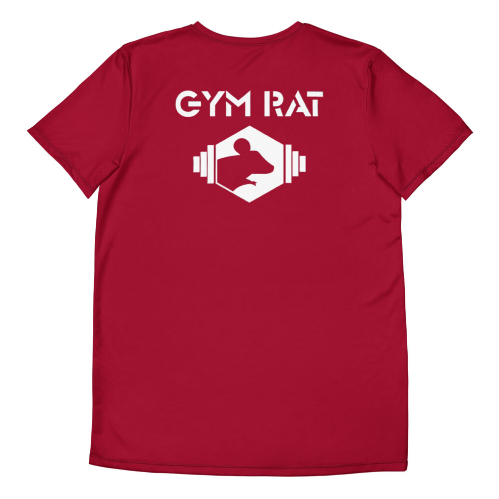 Gym Rat® Athletic Mesh Tee – Carmine & White - Image 2