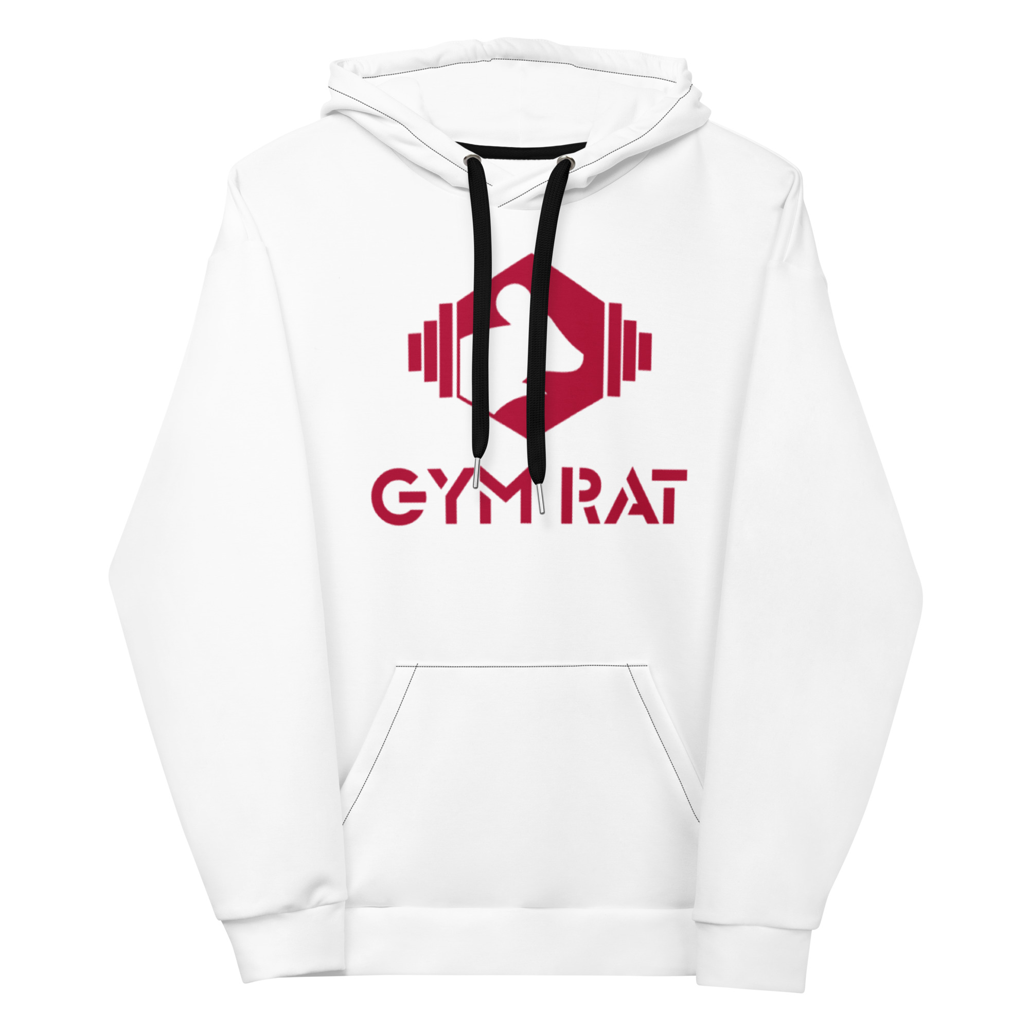 Gym Rat® Unisex Hoodie – White & Red