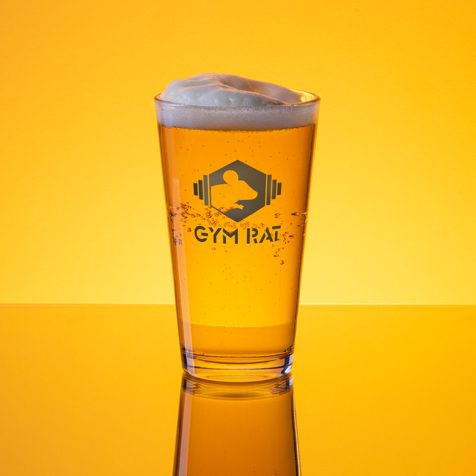 Gym Rat® Shaker Pint Glass – 16 oz (Black Logo)