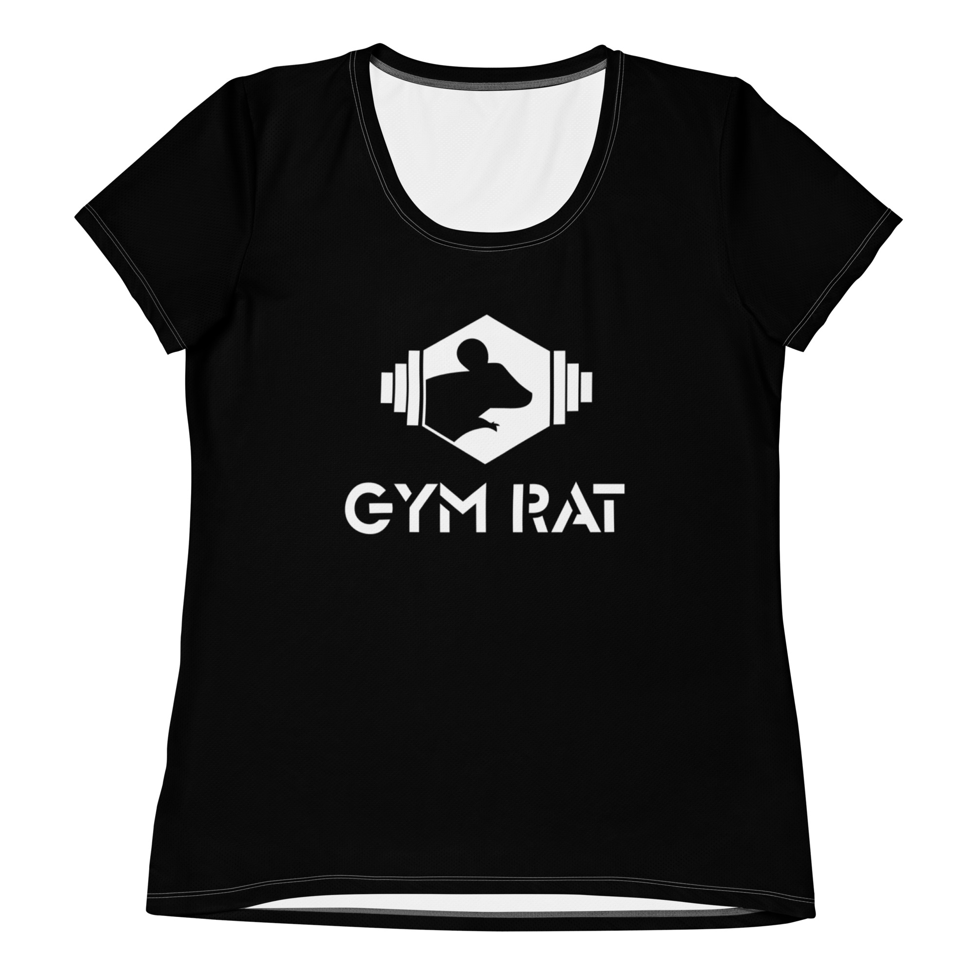 Gym Rat® Women’s Athletic Mesh Tee – Black & White