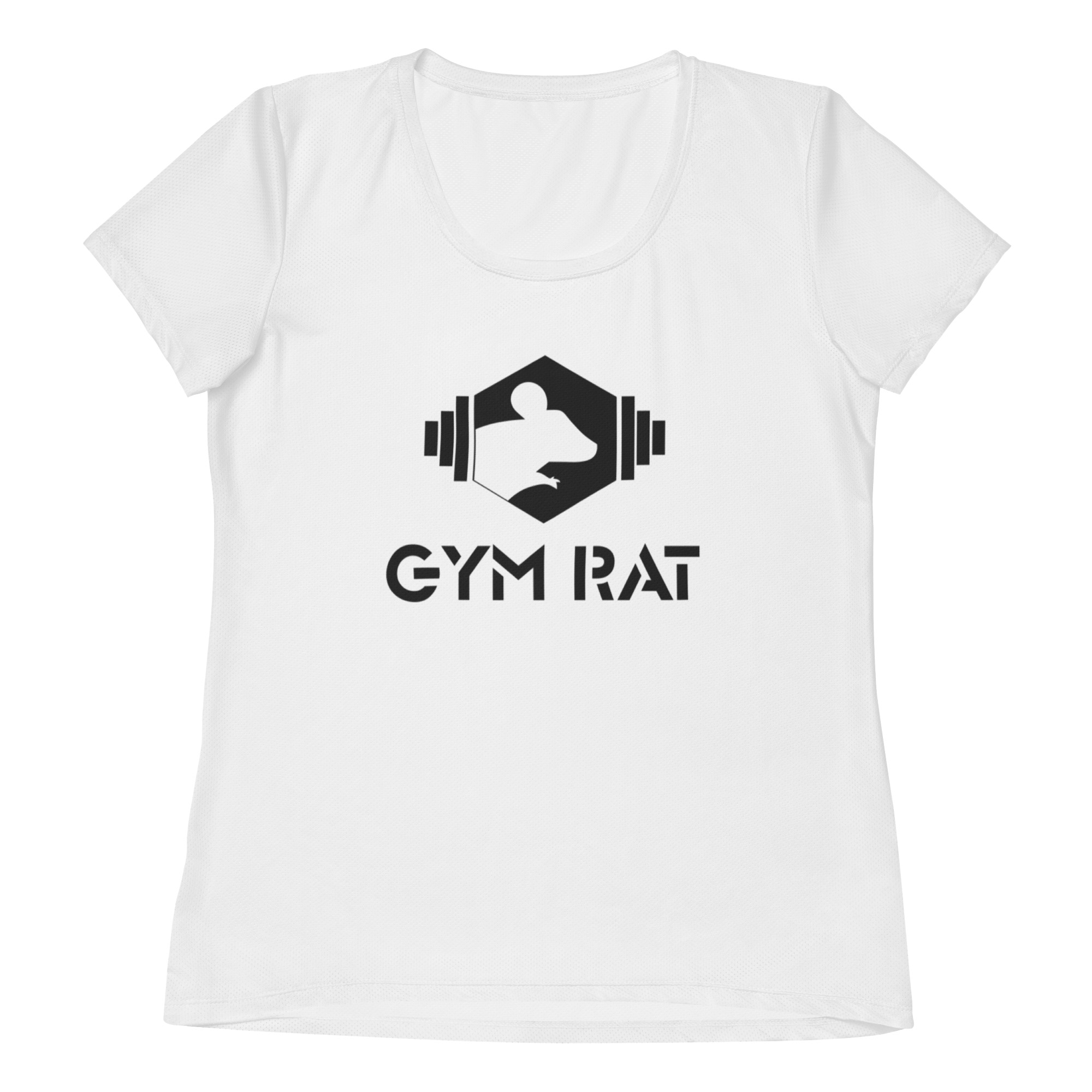 Gym Rat® Women’s Athletic Mesh Tee – White & Black