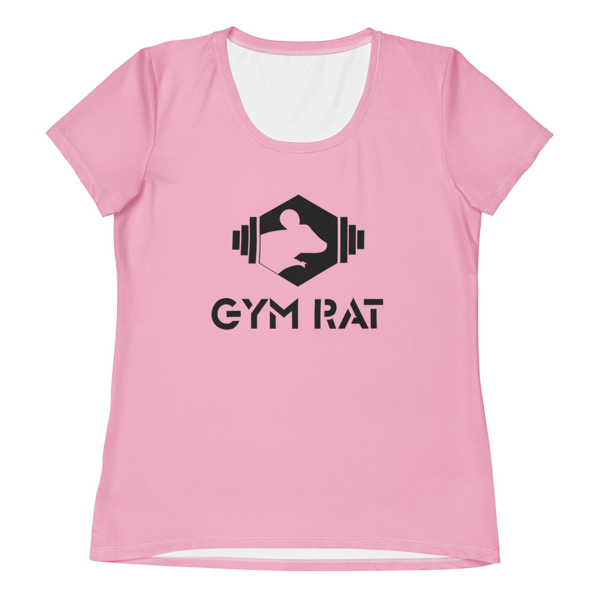 Gym Rat® Women’s Athletic Mesh Tee – Cotton Candy Pink & Black