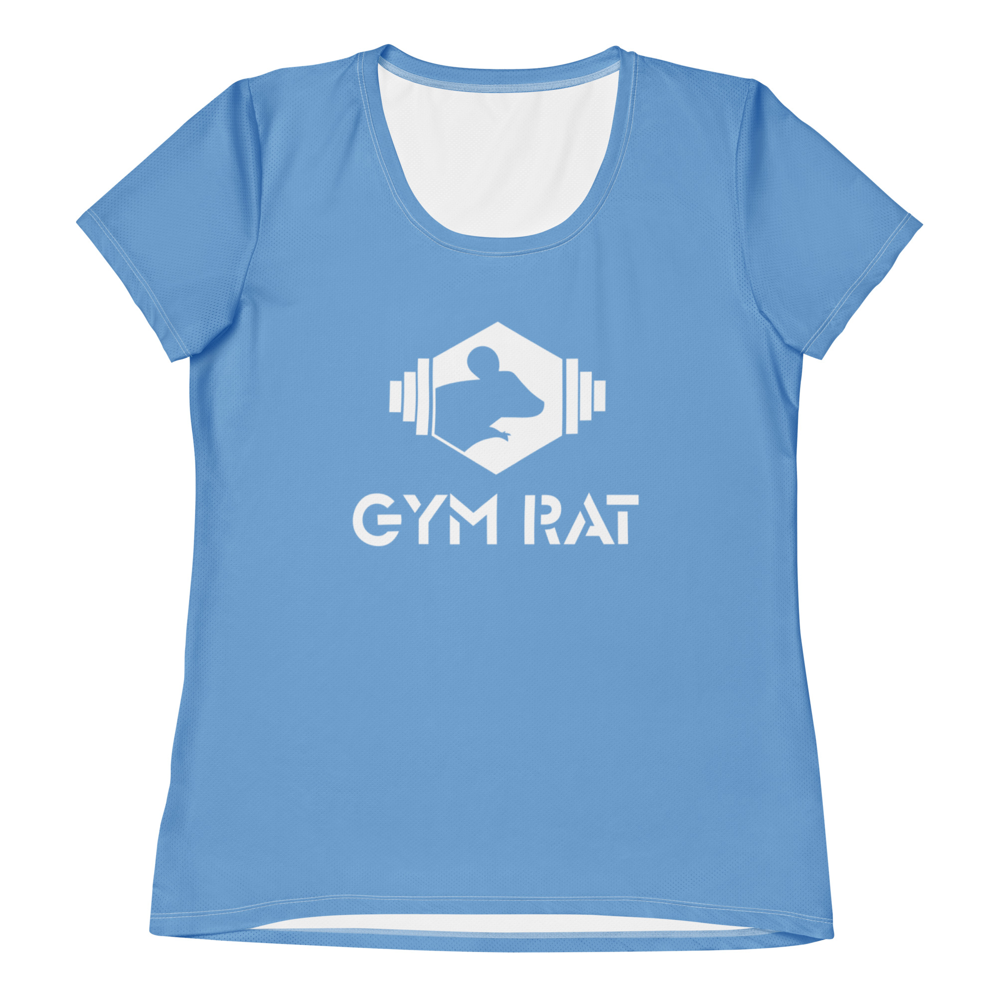 Gym Rat® Women’s Athletic Mesh Tee – Jordy Blue & White