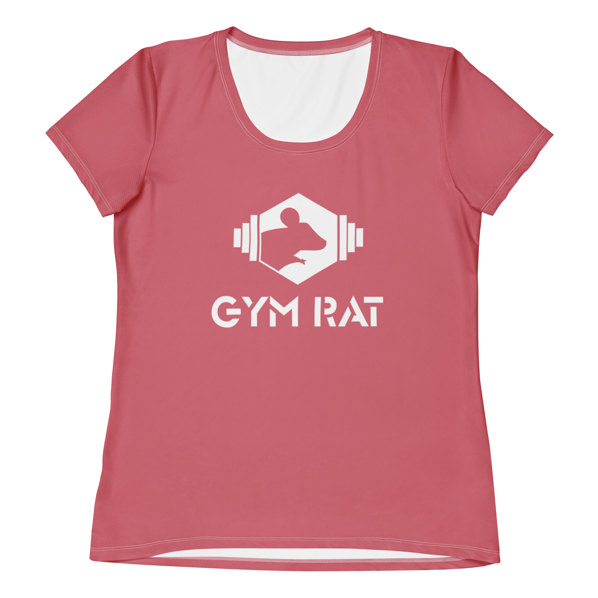 Gym Rat® Women’s Athletic Mesh Tee – Cabaret & White
